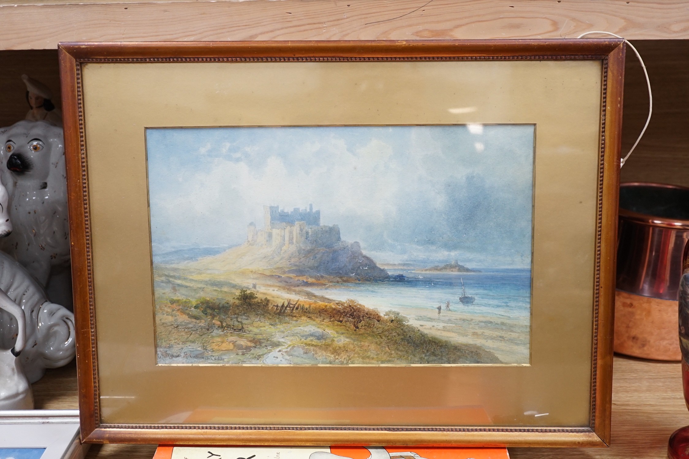 Emile Axel Krause (1871-1945), watercolour, 'Bamburgh Castle', signed, 24 x 38cm